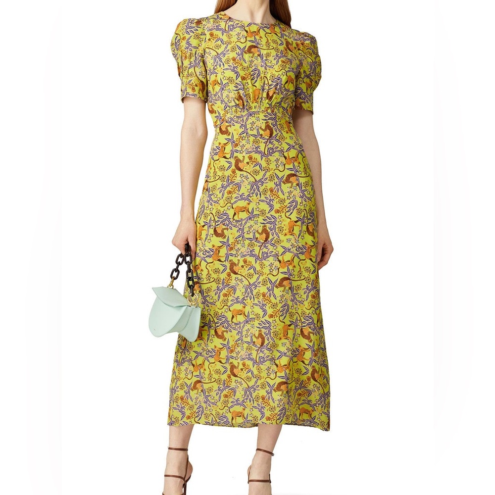 Saloni silk dress yellow printed Bianca dress 4